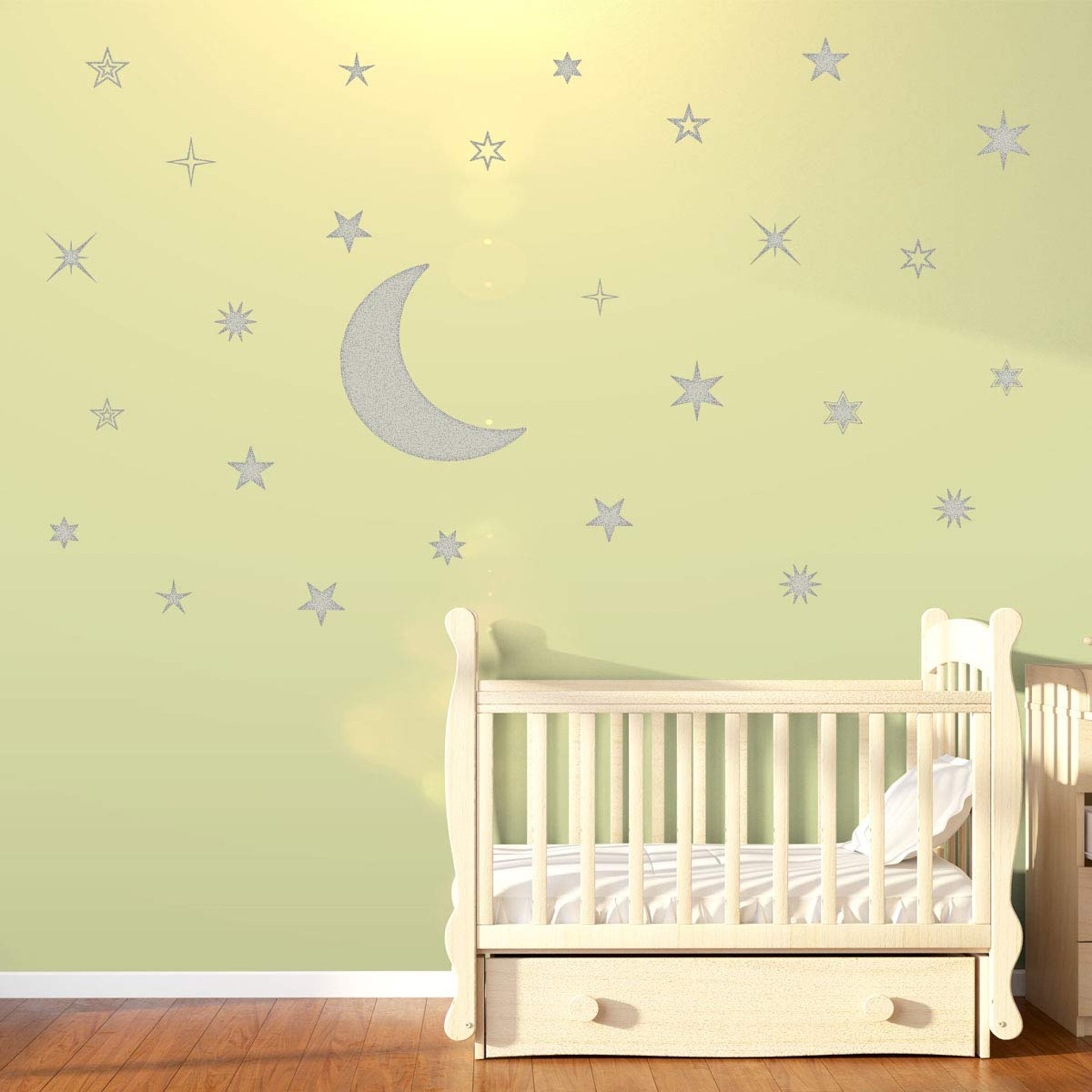 VWAQ Moon and Stars Nursery Wall Decal Vinyl Stickers - Walmart.com