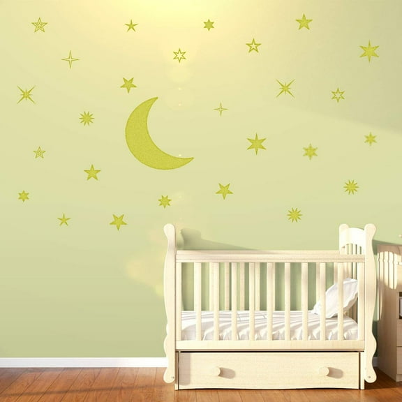 VWAQ Moon and Stars Nursery Wall Decal Vinyl Stickers