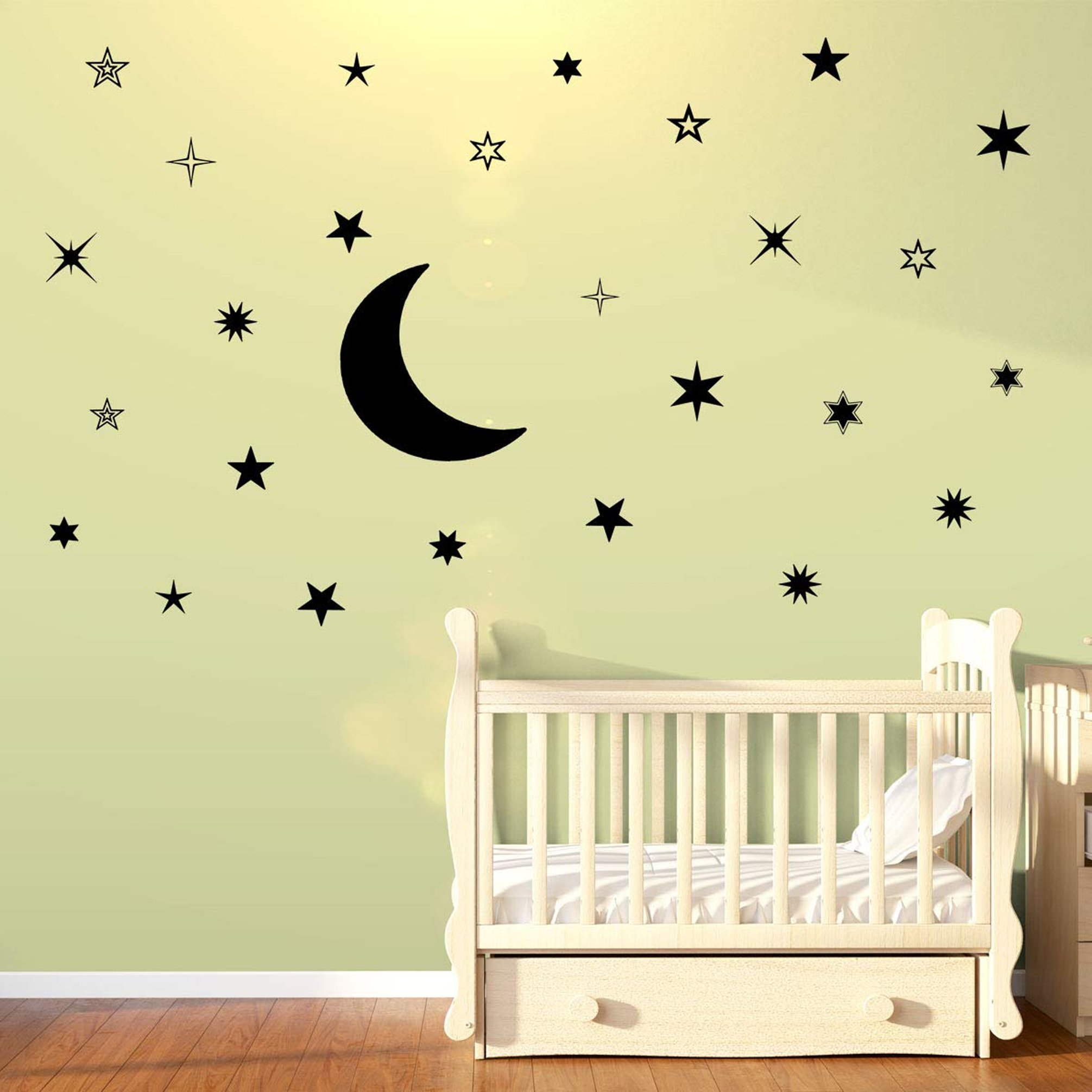 VWAQ Moon and Stars Nursery Wall Decal Vinyl Stickers - Walmart.com