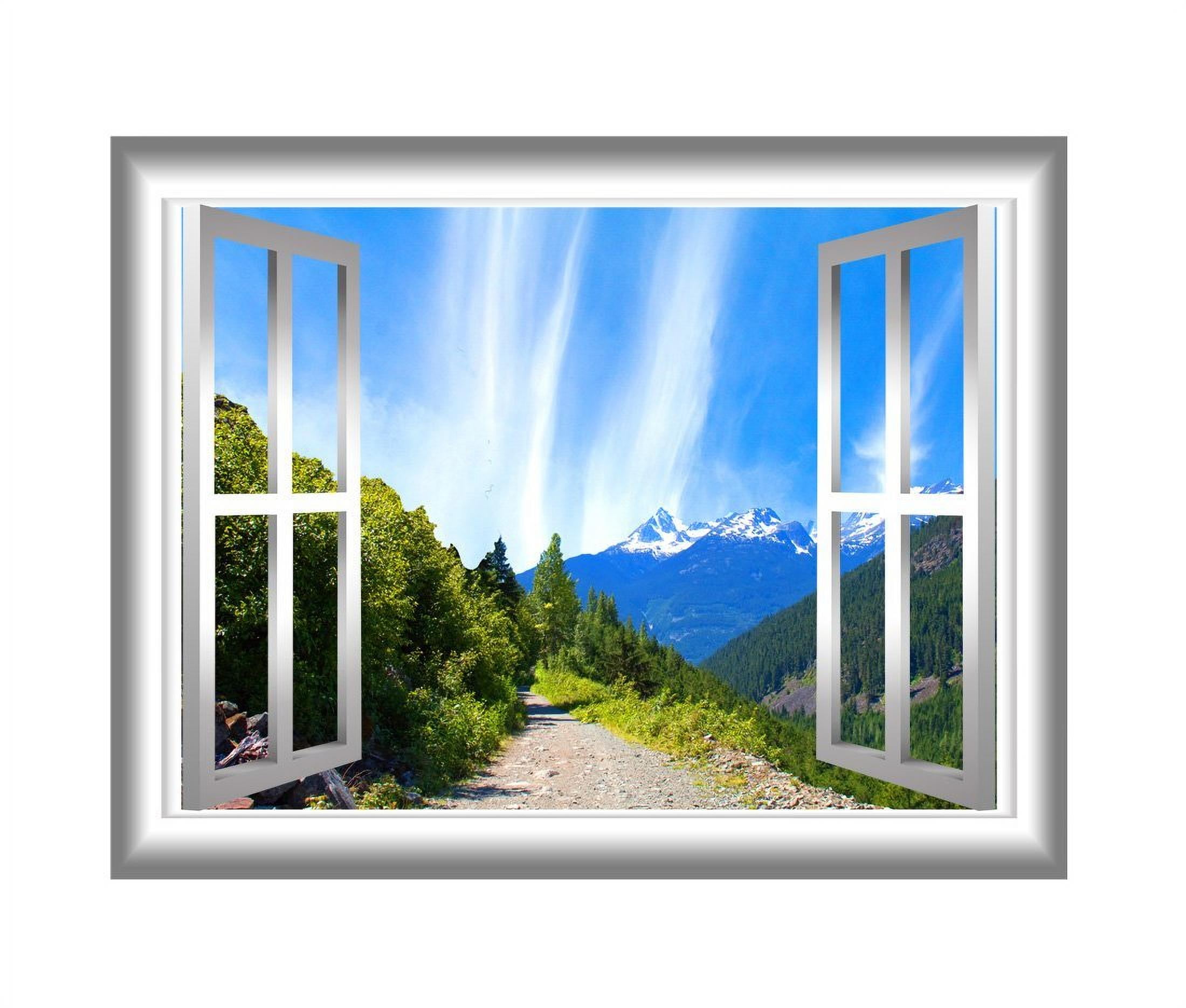 VWAQ Mountain Window Sticker Outdoors Wall Decals Peel and Stick Mural ...