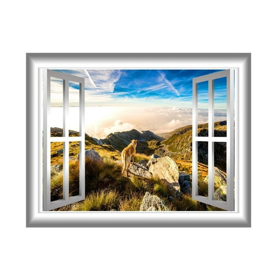 VWAQ Mountain Window Sticker Outdoors Wall Decals Peel and Stick Mural VWAQ-NW29 (24"H X 30"W)