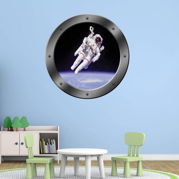 VWAQ NASA Space Astronaut Wall Decal, Space Port Hole Decals, Spaceman PS1