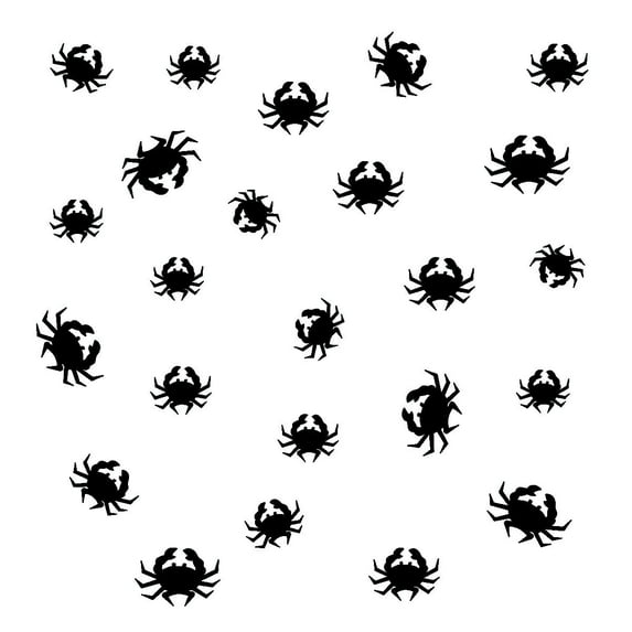 VWAQ Nautical Stickers Pack, Crab Wall Decor - Peel and Stick Decal, 24 Pack VWAQ (Black)