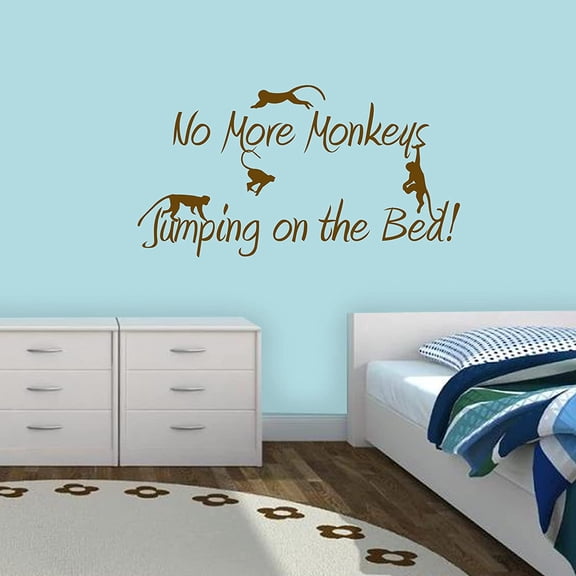 VWAQ No More Monkeys Jumping On The Bed Vinyl Wall Decal Kids Room Decor