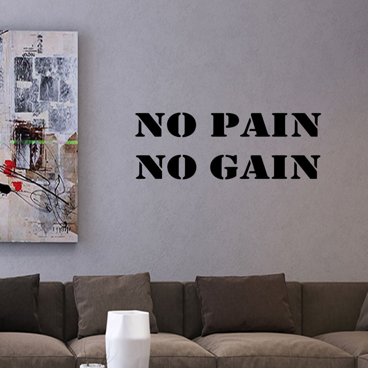 VWAQ No Pain No Gain Exercise Matte Black Wall Quote Decal Gym Health ...