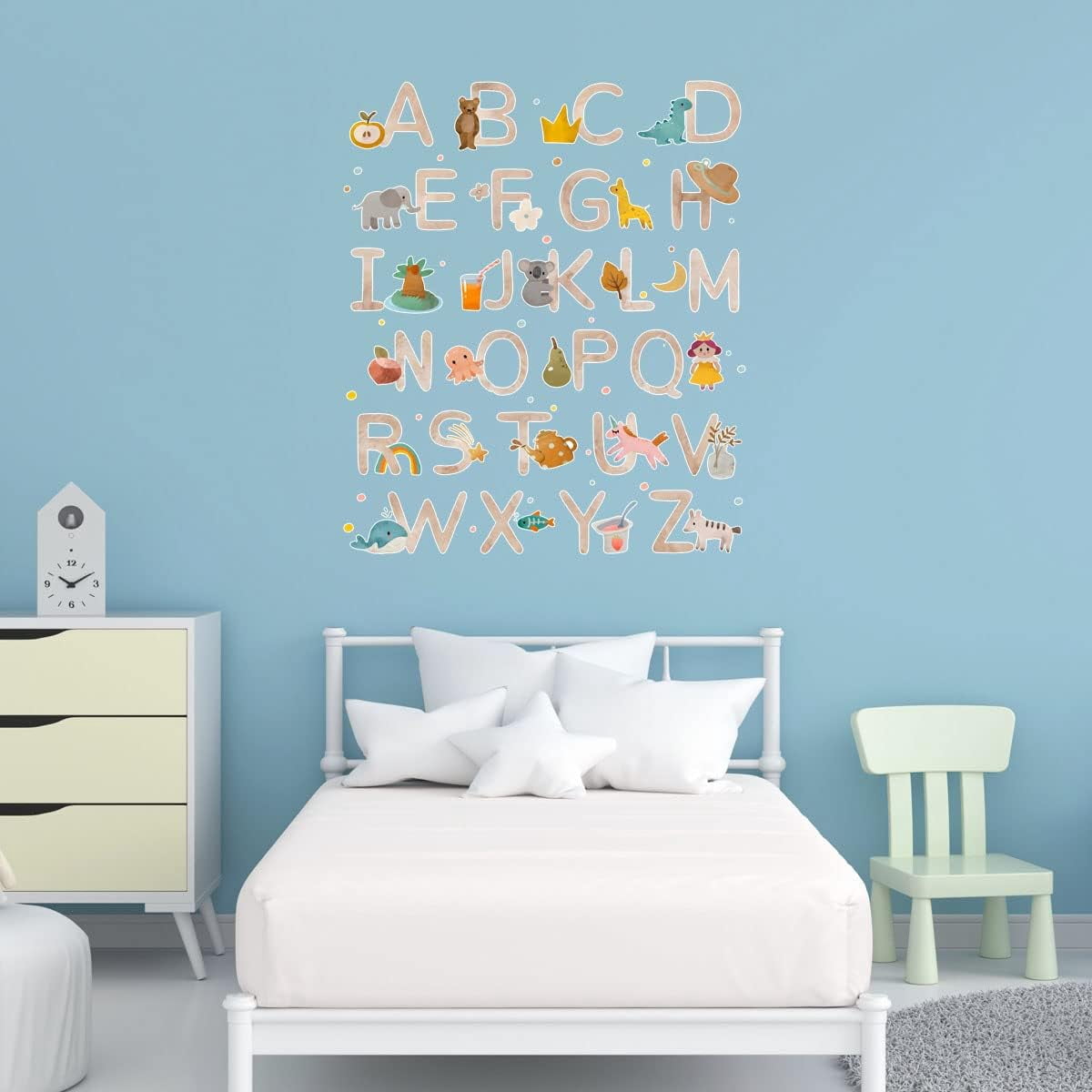 VWAQ Nursery Alphabet with Animals Vinyl Wall Decal Kids Room Decor ...