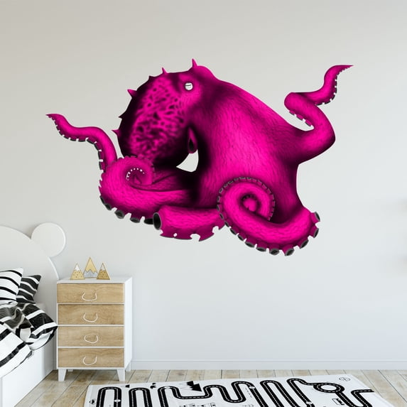 VWAQ Octopus Vinyl Wall Decal Mural Decor Octopus Tentacles Stickers Ocean Animal Wall Art - OCW2 (Pink, 32" H X 48" W)