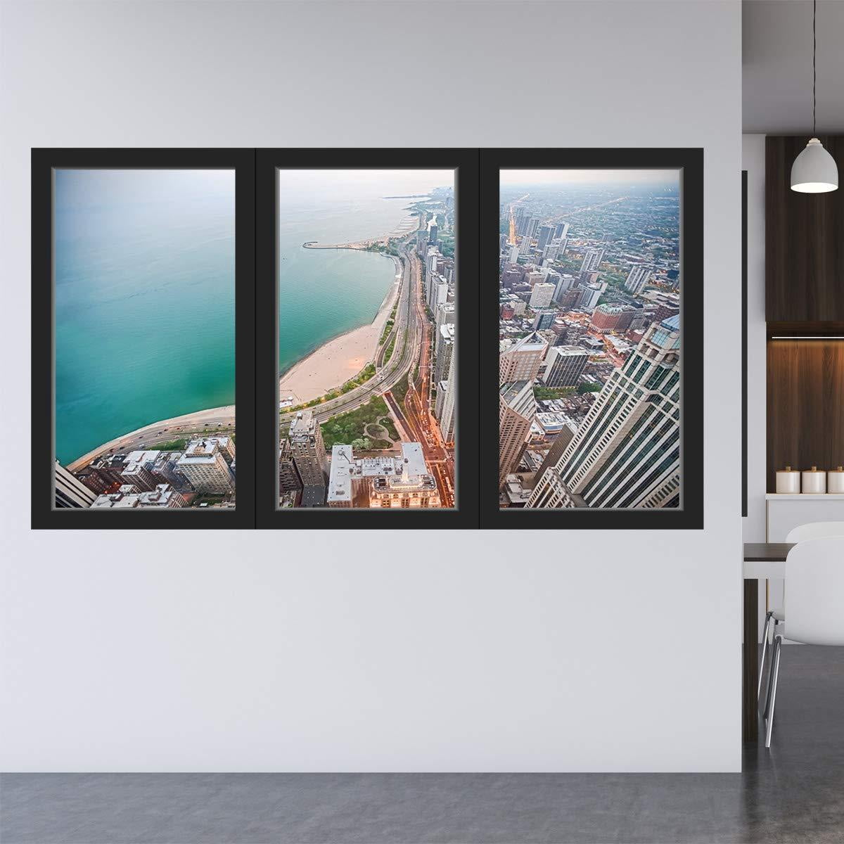 Sticker Beautiful View Out Window VWAQ - Office Window Sticker Beach View Wall Decal Removable Reusable ...