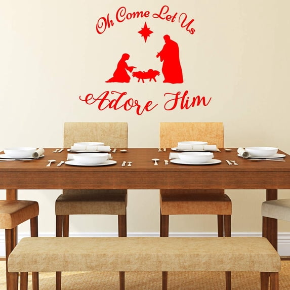 VWAQ Oh Come Let Us Adore Him Nativity Scene Wall Decal