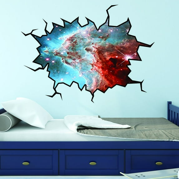 VWAQ Outer Space Stars Wall Decal Universe Sticker Cracked Wall Decal Space - WC5 (24"H X 30"W)