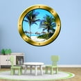 thumbnail image 1 of VWAQ Palm Trees Wall Decal Porthole Beach Scene Window Sticker Wall Art Peel And Stick Decor VWAQ-GP14 (14" Diameter), 1 of 3
