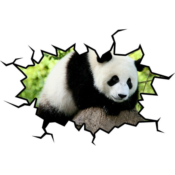 VWAQ Panda Bear Wall Decal Panda Wall Sticker Hole In The Wall Art VWAQ-WC26 (18"H X 22"W)