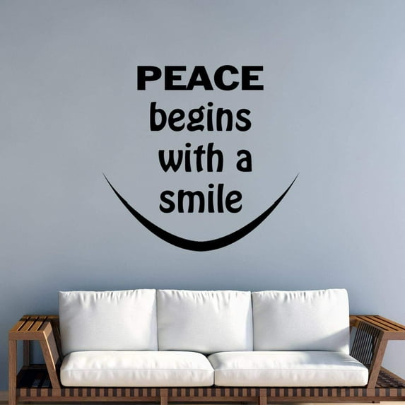 VWAQ Peace Begins with a Smile Wall Decal - Mother Teresa Inspirational Quote