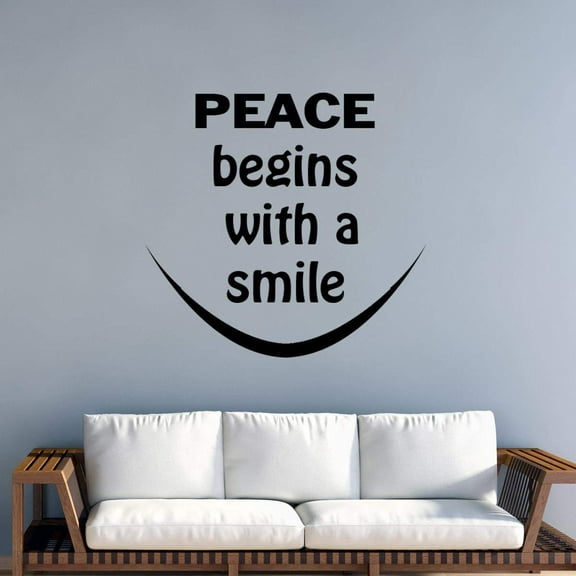 VWAQ Peace Begins with a Smile Wall Decal - Mother Teresa Inspirational Quote
