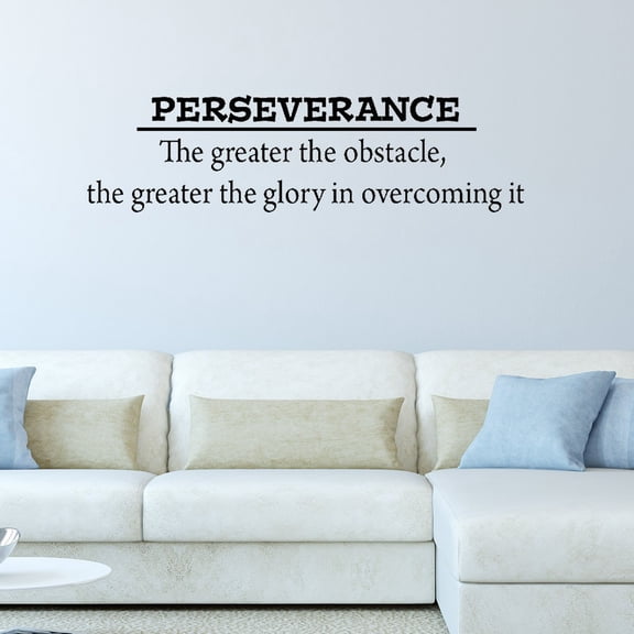 VWAQ Perseverance The Greater The Obstacle, The Greater The Glory Wall Decal Inspirational Quote (22"W X 7"H Black)
