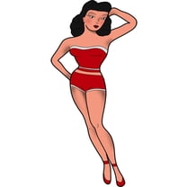VWAQ Pinup Girl Wall Decals Stickers - Vintage American Traditional Tattoo Wall Art - AT5 (30" H X 13" W)