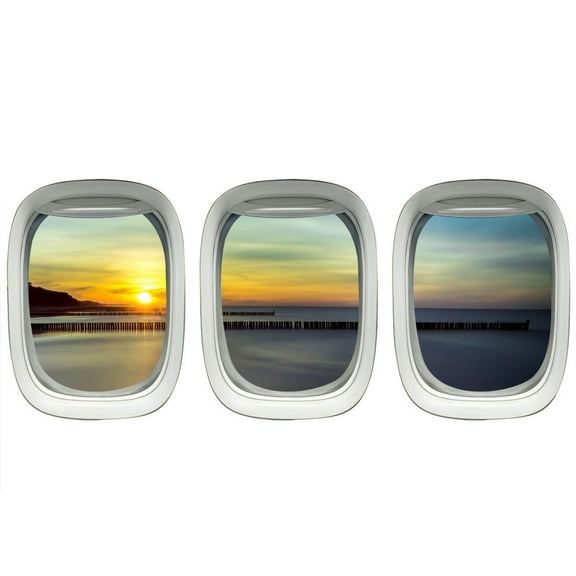VWAQ Plane Window Clings - Aviation Decor Airplane Wall Stickers Scenic View VWAQ-PPW22