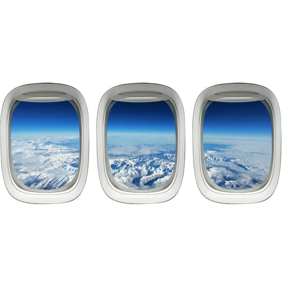 VWAQ Plane Window Decals Airplane Porthole Snowy Mountain Wall Stickers Aviation Decor VWAQ-PPW2