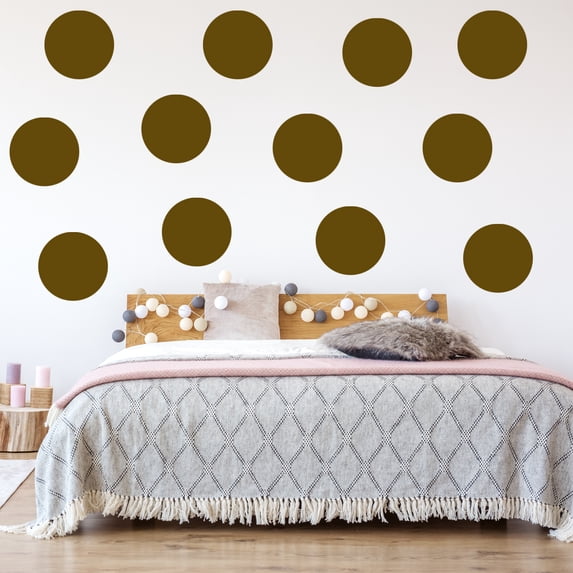 VWAQ Polka Dots Circles Pack of (12) Peel & Stick Decal Dots Colors Choice Kids (Brown)