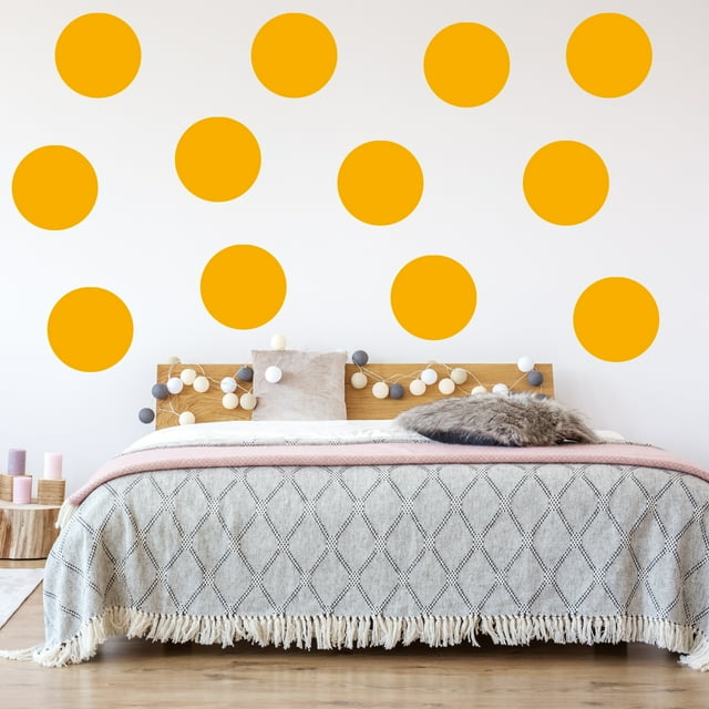 VWAQ Polka Dots Circles Pack of (12) Peel & Stick Decal Dots Colors Choice Kids (Orange)