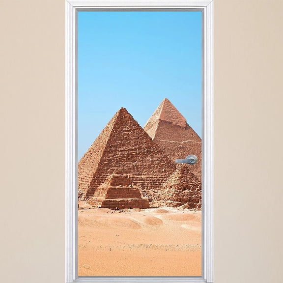 VWAQ- Pyramids of Giza Vinyl Door Wrap - Egypt Mural, Egyptian Door Decor - DM6