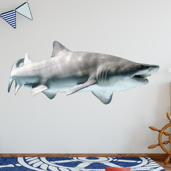 VWAQ Realistic Shark Wall Decal Sand Shark Sticker Marine Aquatic Life Nature Wall Mural - PAS8 (16"H x 36"W)