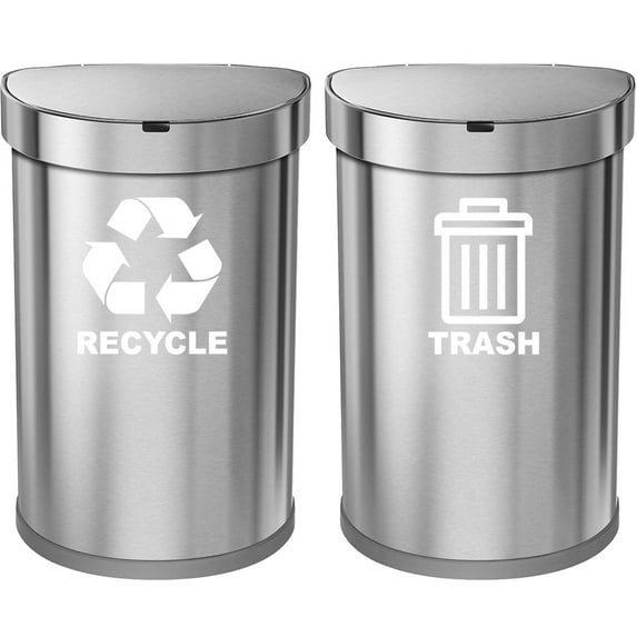 VWAQ Recycle and Trash Decal Set of 2 - Vinyl Recycle Sticker for Trash Can Bin - TC3