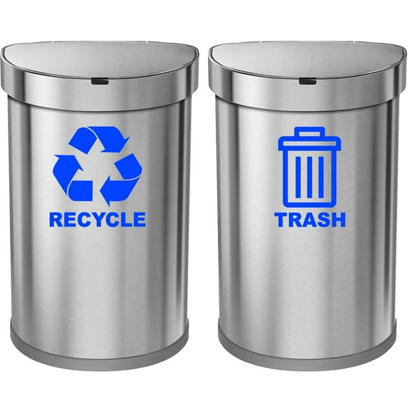 VWAQ Recycle and Trash Decal Set of 2 - Vinyl Recycle Sticker for Trash Can Bin - TC3