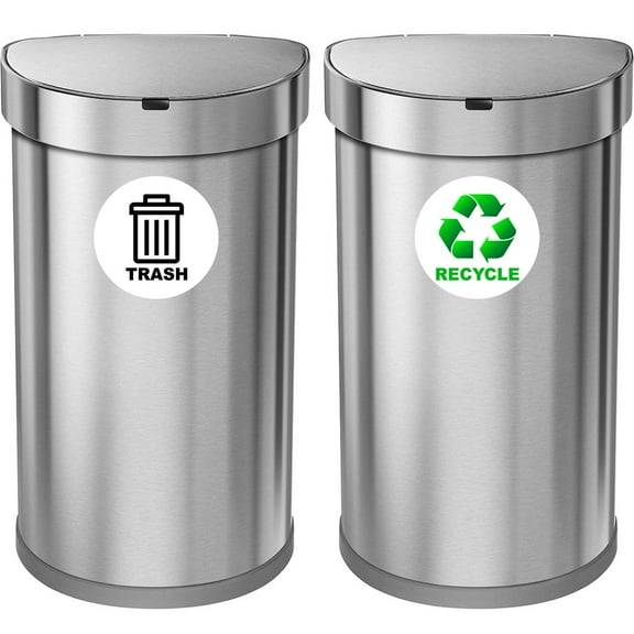 VWAQ Recycle and Trash Logo Sticker - Set of 6 Decals for Trash Can Recycling Bin - PAS29