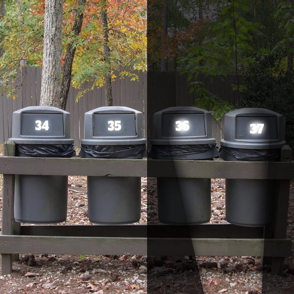 VWAQ Reflective Trashcan Decals 5 Sets - Numbers 0-9 Die Cut Stickers - Self Adhesive Weather Proof Vinyl for Home and Business - RFTC4 (4 inch)