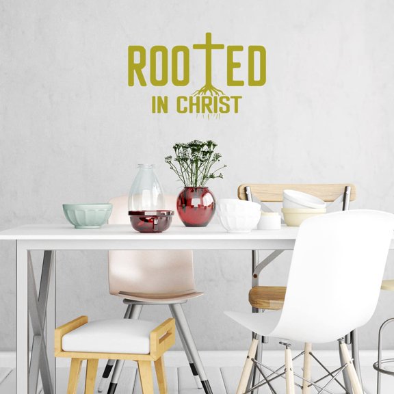 VWAQ Rooted in Christ Vinyl Wall Art Christian Decal Quote Religious Home Decor
