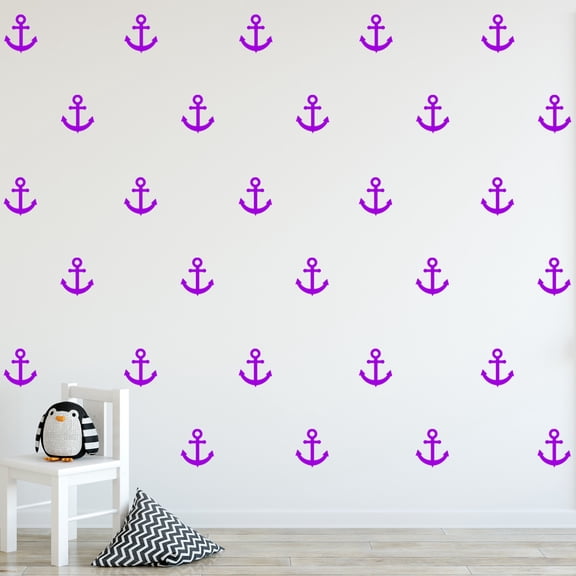 VWAQ Sailor Anchor Wall Stickers - Nautical Anchor Wall Decals - 30 Pack VWAQ (Purple)
