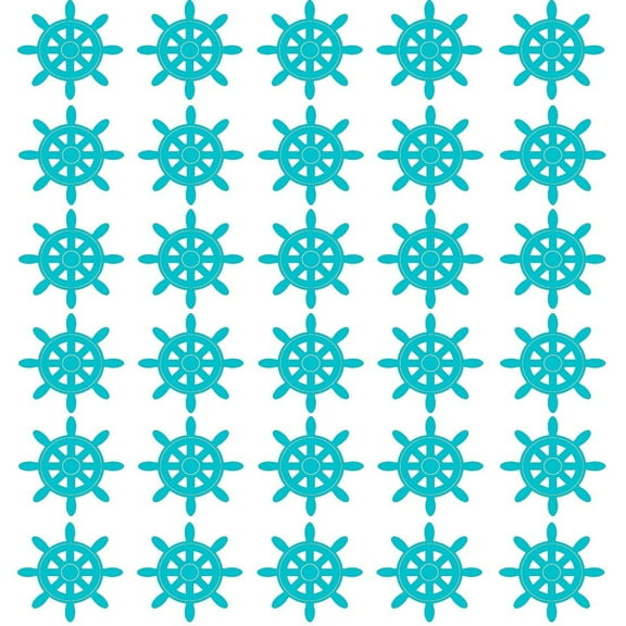 VWAQ Sailor Ship Wheel Wall Sticker - Nautical Wheel Wall Decals - 30 Pack VWAQ (Sky Blue)