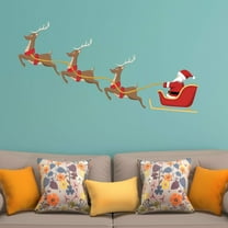 VWAQ Santa Claus Reindeer Christmas Holiday Wall Decal Sticker - HOL1