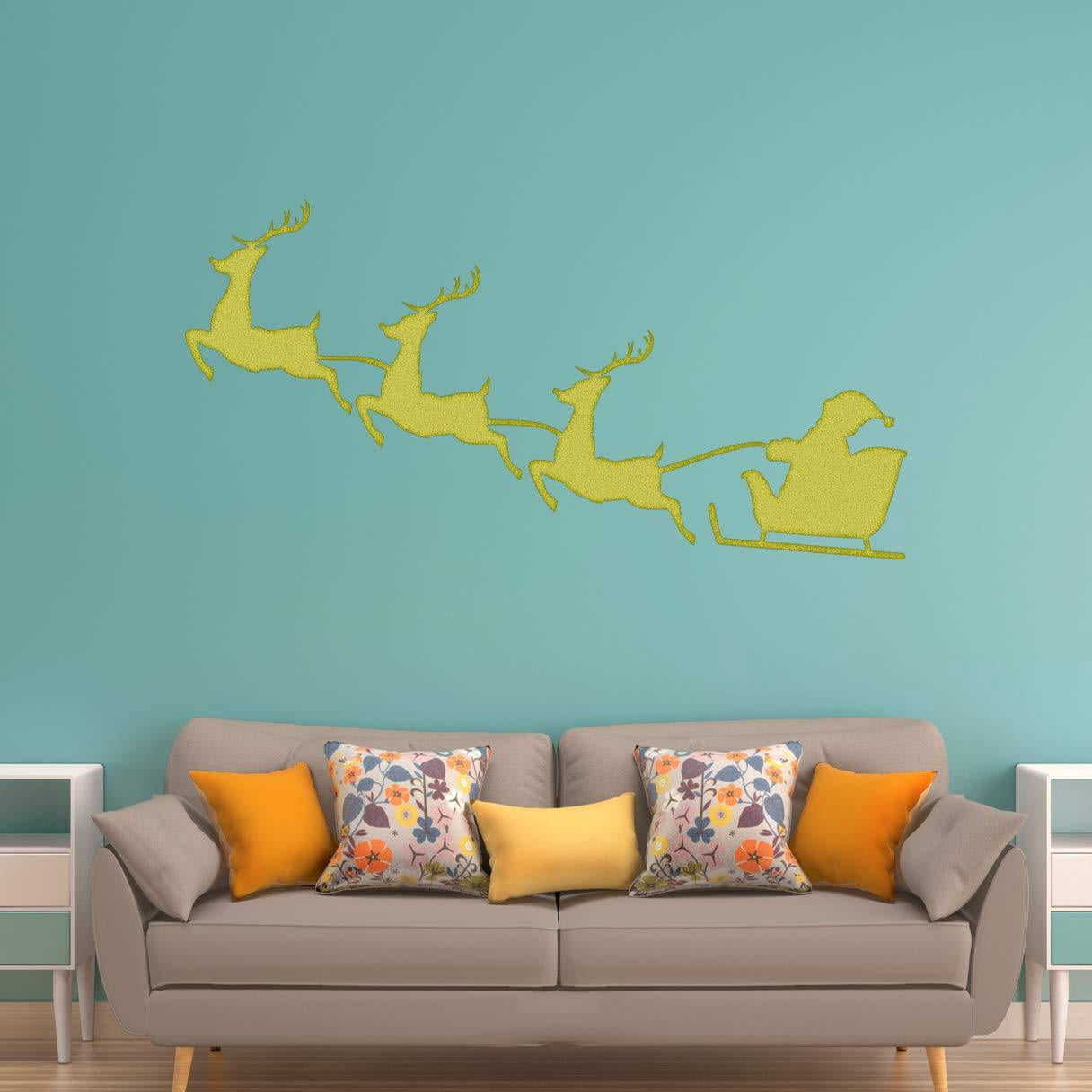 VWAQ Santa Claus Wall Decal Reindeer Christmas Holiday Vinyl Sticker