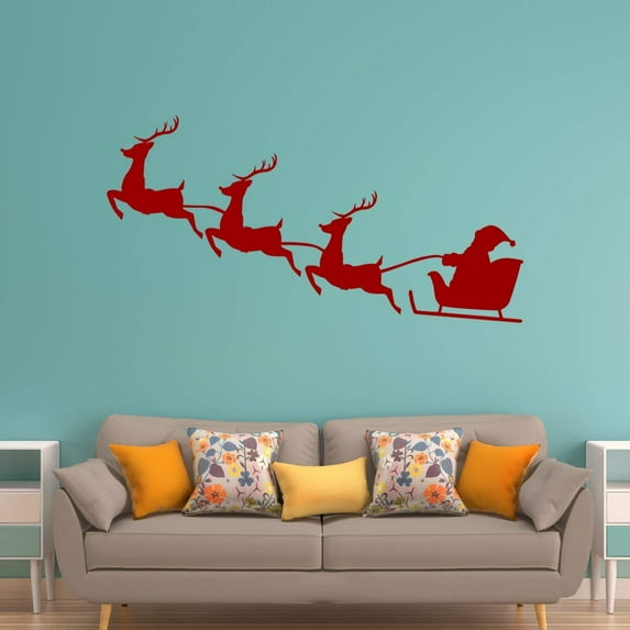 VWAQ Santa Claus Wall Decal Reindeer Christmas Holiday Vinyl Sticker