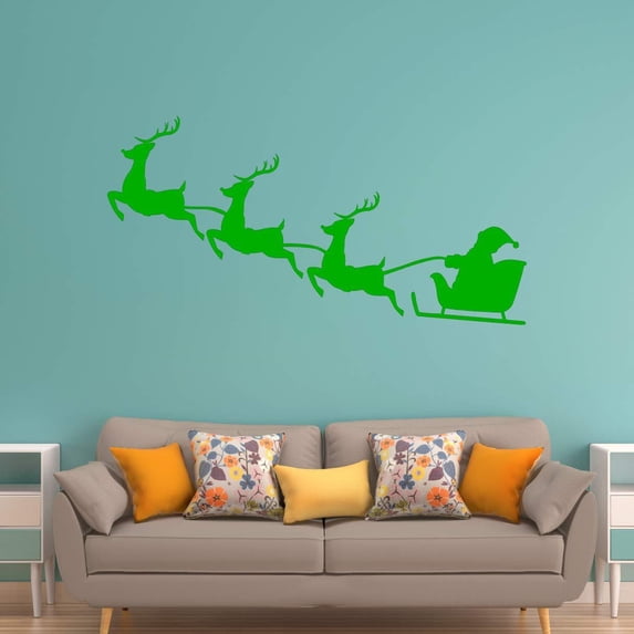 VWAQ Santa Claus Wall Decal Reindeer Christmas Holiday Vinyl Sticker