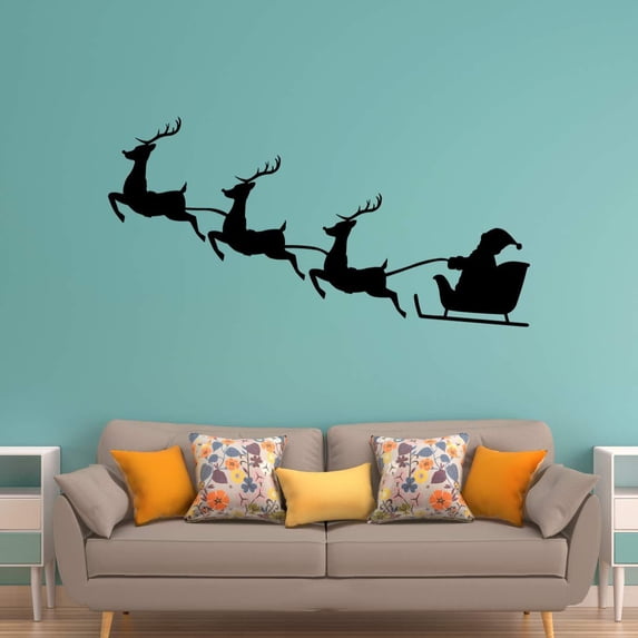 VWAQ Santa Claus Wall Decal Reindeer Christmas Holiday Vinyl Sticker