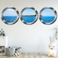 thumbnail image 1 of VWAQ Scenic Ocean Sticker Portholes - Tropical Island Wall Decor - SPW4 (24" Variation, Silver), 1 of 2