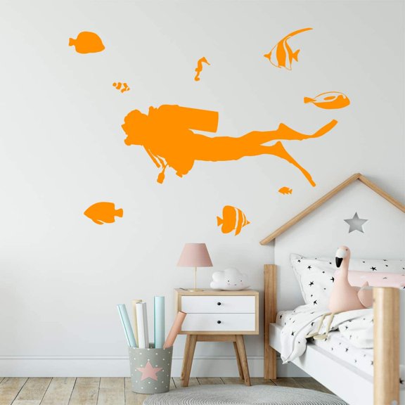 VWAQ Scuba Diver Wall Decal Ocean Theme Decor - V1