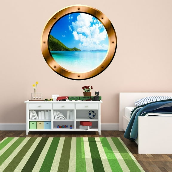 VWAQ Sea Porthole Ocean View Wall Decal Peel And Stick Mural - BP34 (14" Diameter)