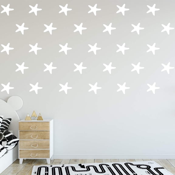 VWAQ Sea Star Wall Art Beach Decor - Starfish Nautical Wall Decal - Seastar - 30 Pack VWAQ (White)
