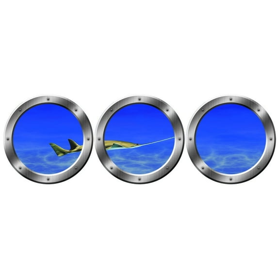 VWAQ Shark Decals Animals Wall Decor - Sawfish Wall Art, Ocean Life Stickers - VWAQ-SPW15 (20" Diameter, Silver)