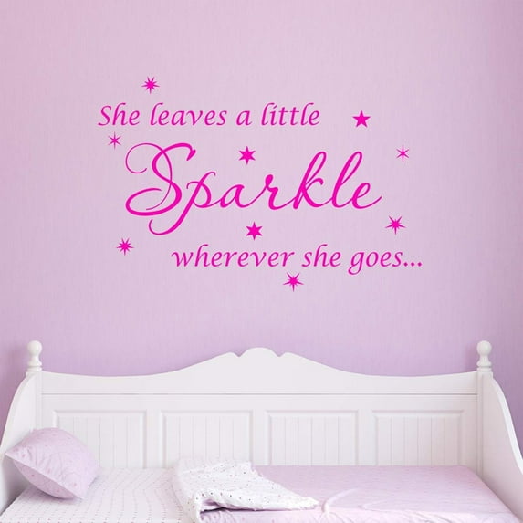 VWAQ She Leaves A Little Sparkle Wherever She Goes Wall Art Decal Sticker Decor for Girls Room