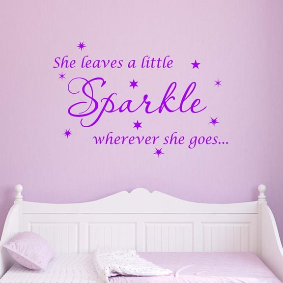 VWAQ She Leaves A Little Sparkle Wherever She Goes Wall Art Decal Sticker Decor for Girls Room