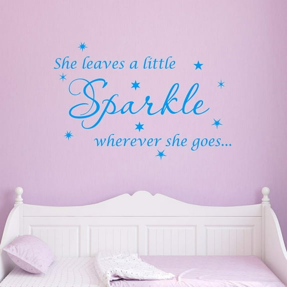 VWAQ She Leaves A Little Sparkle Wherever She Goes Wall Art Decal Sticker Decor for Girls Room