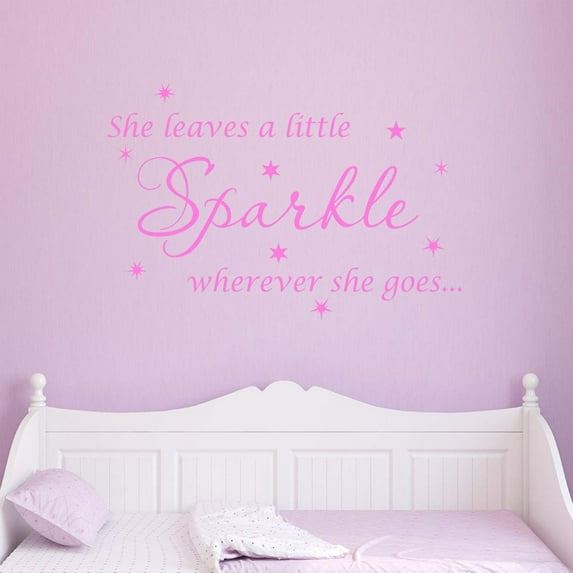 VWAQ She Leaves A Little Sparkle Wherever She Goes Wall Art Decal Sticker Decor for Girls Room