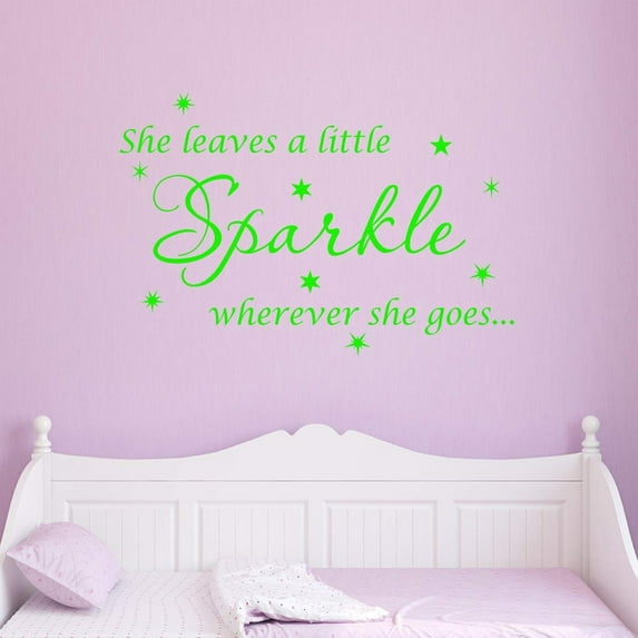 VWAQ She Leaves A Little Sparkle Wherever She Goes Wall Art Decal Sticker Decor for Girls Room