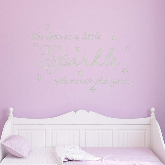 VWAQ She Leaves A Little Sparkle Wherever She Goes Wall Art Decal Sticker Decor for Girls Room