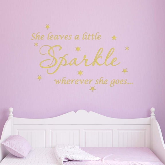 VWAQ She Leaves A Little Sparkle Wherever She Goes Wall Art Decal Sticker Decor for Girls Room